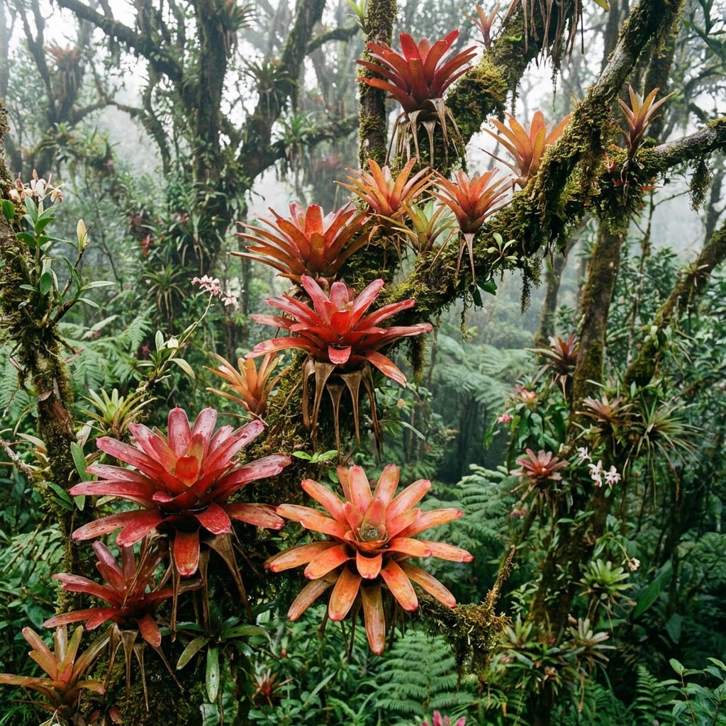 Bromelias en el dosel del bosque - La Cordillera